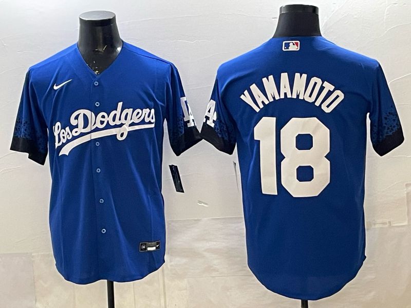 Men 2026 Nike Los Angeles Dodgers #18 Yamamoto Blue Game MLB Jersey 014->los angeles dodgers->MLB Jersey